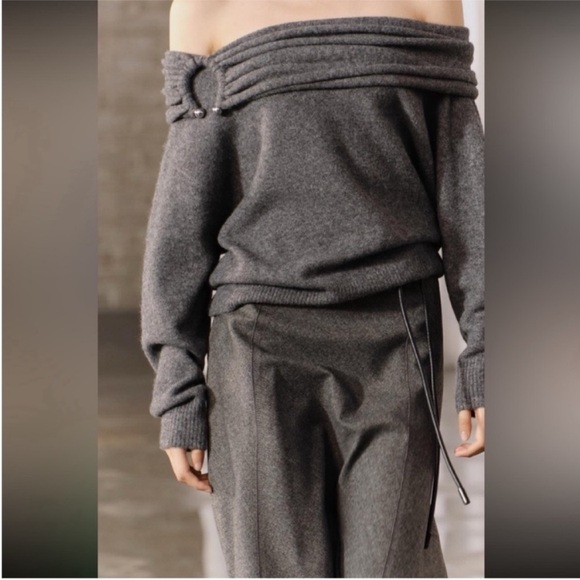 Zara, Gray marl, WOOL BLEND CAPE SKIRT ZW COLLECTION, Medium - Picture 6 of 10